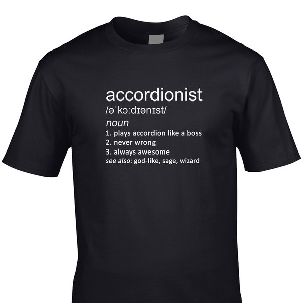 Accordionist Men's Funny Definition T-Shirt Accordion Music Musician Instrument Band Player Hobby Cool Gift Idea Joke Birthday