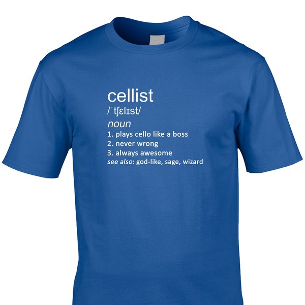 Cellist Men's Funny Definition T-Shirt Cello Orchestra Music Muzikant Klassieke Instrument Speler Hobby Cool Gift Idea Joke Verjaardag