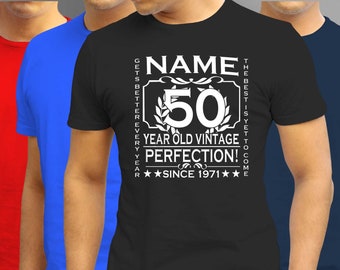 Men's Personalised 50th Birthday T-Shirt Custom add NAME, AGE and YEAR of choice  Gift Idea 45th 35th 25th 55th 65th 75th 85th 90th