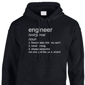 Engineer Funny Definition Men's Hoodie Hoody Funny Job Occupation Work Engineering Science Building Civil Technician Cool Gift Idea Joke