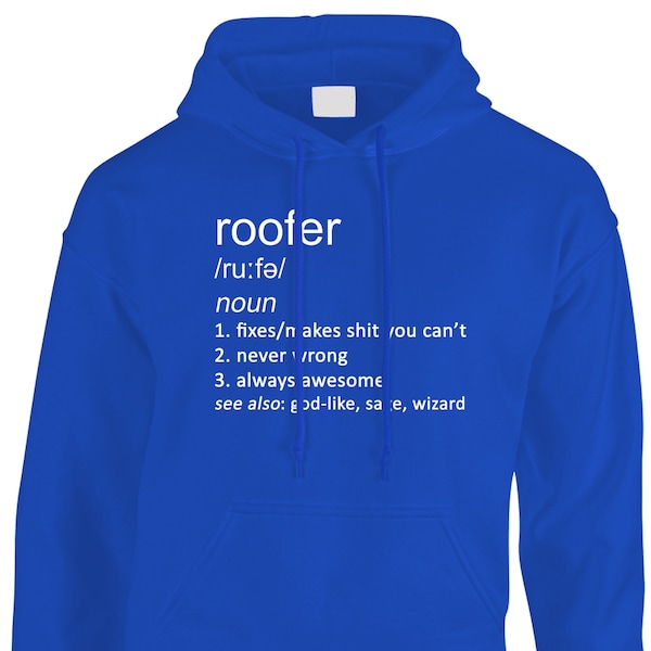 Roofer Funny Dictionary Definition Men's Hoodie Hoody Funny Subject Job Occupation Roofer Builder Roof Building Trade Gift Idea Joke