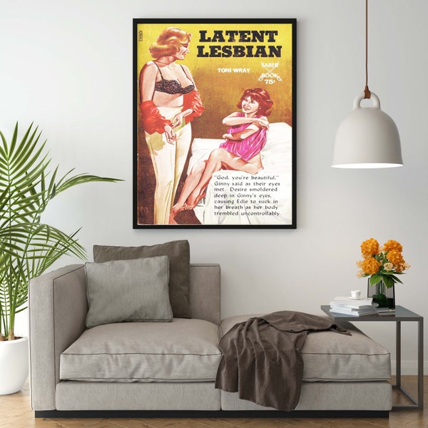 Latent Lesbian Poster Pulp Book Cover Print reproduction Lesbian LGBT Art Print Poster Print Classic Lesbian Wall Art