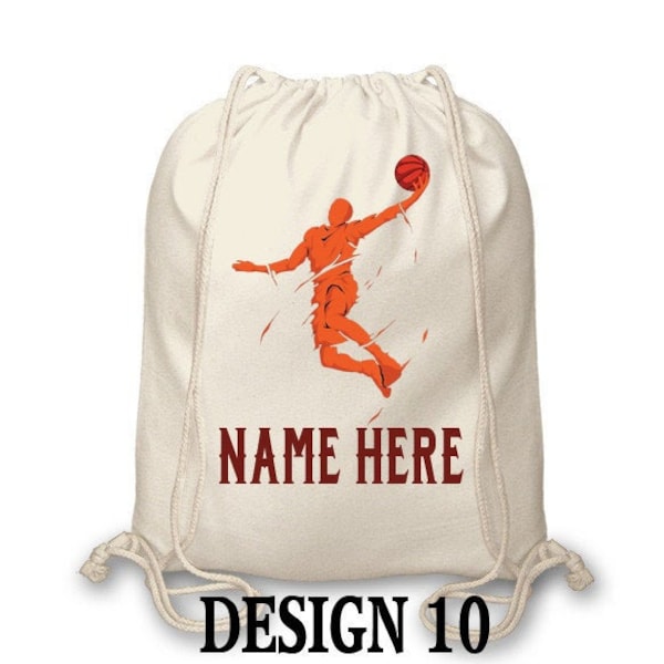 Personalised Backpack Duffel Bag Back 2 School Drawstring Any Name Girls Boys Basketball  Player