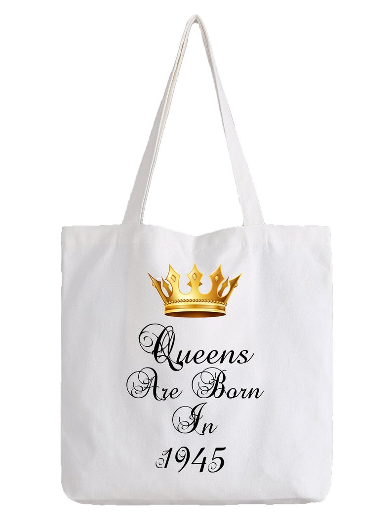 Queens Are Born In 1945 Seventy Three 73rd 73 Birthday Tote Bag Shopper Astrology Royalty Princess Queen Cool Gift Idea Ladies Womens
