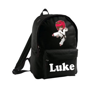 Sac à dos de taekwondo pour enfants personnalisé, ajoutez le nom de votre choix, cartable pour garçons et filles, art martial coréen, manga, anime, graphique cool
