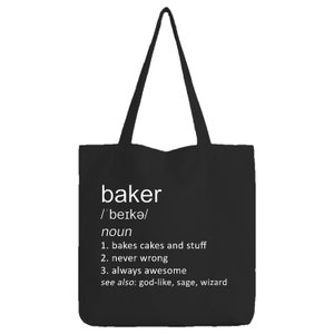 Baker Funny Tote Bag Black White Beige Shopping Shopper Job Work Baking Bake Bread Cakes Food Chef Kitchen Birthday Gift Idea image 2