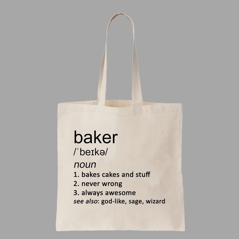 Baker Funny Tote Bag Black White Beige Shopping Shopper Job Work Baking Bake Bread Cakes Food Chef Kitchen Birthday Gift Idea image 3