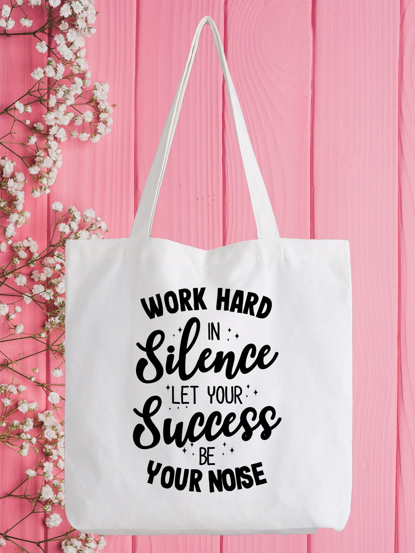 Motivational Quote Funny Tote Bag Work Hard Success Motivation
