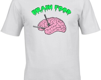 Funny Mens T-Shirt Brain Food Geek Goth Alternative Nerd Clever Food Halloween