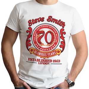 70th Birthday T-Shirt Personalised Name T-Shirt Birthday Gift For Him Seventy Birthday Customised Birthday T Shirt 70 1953 Birthday