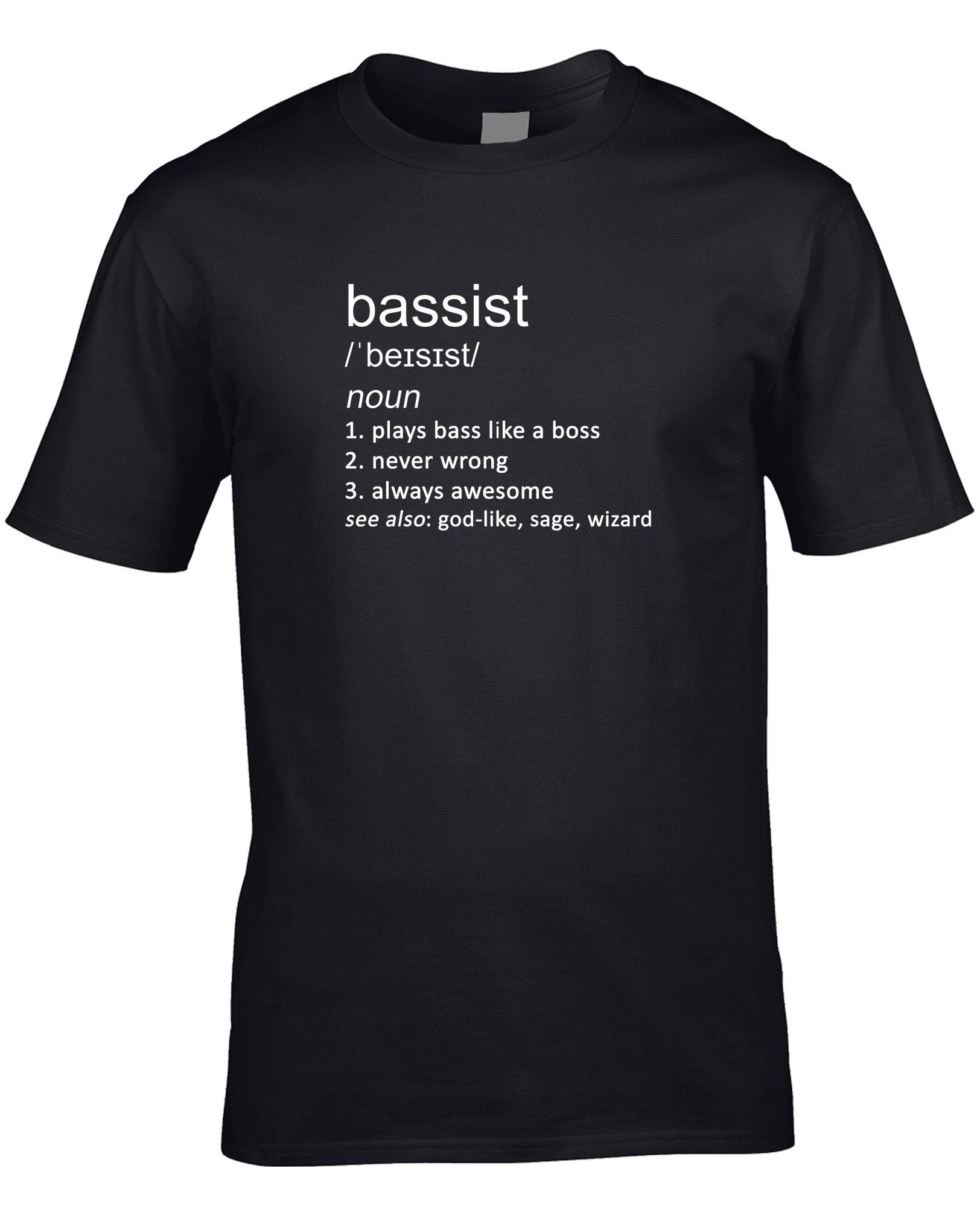 Bassist Men’s Funny Definition T-Shirt Bass Player Guitar Guitarist Electric Band Rock Metal Music Hobby Cool Gift Idea Joke Birthday