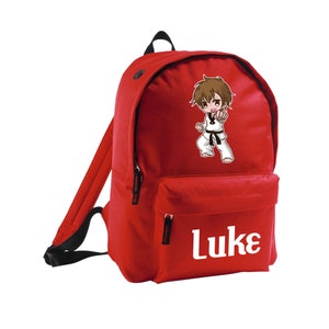 Sac à dos de karaté pour enfants personnalisé, ajoutez le nom de votre choix pour arts martiaux garçons filles manga japon sensei dessin animé