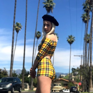 Plaid Tartan Set | Clueless Costume | 90s Outfit | Yellow Plaid Shorts | As If Outfit
