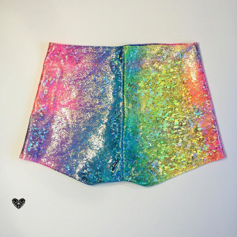 Festival Shorts Holographic Shorts Rave Bottom Neon Etsy