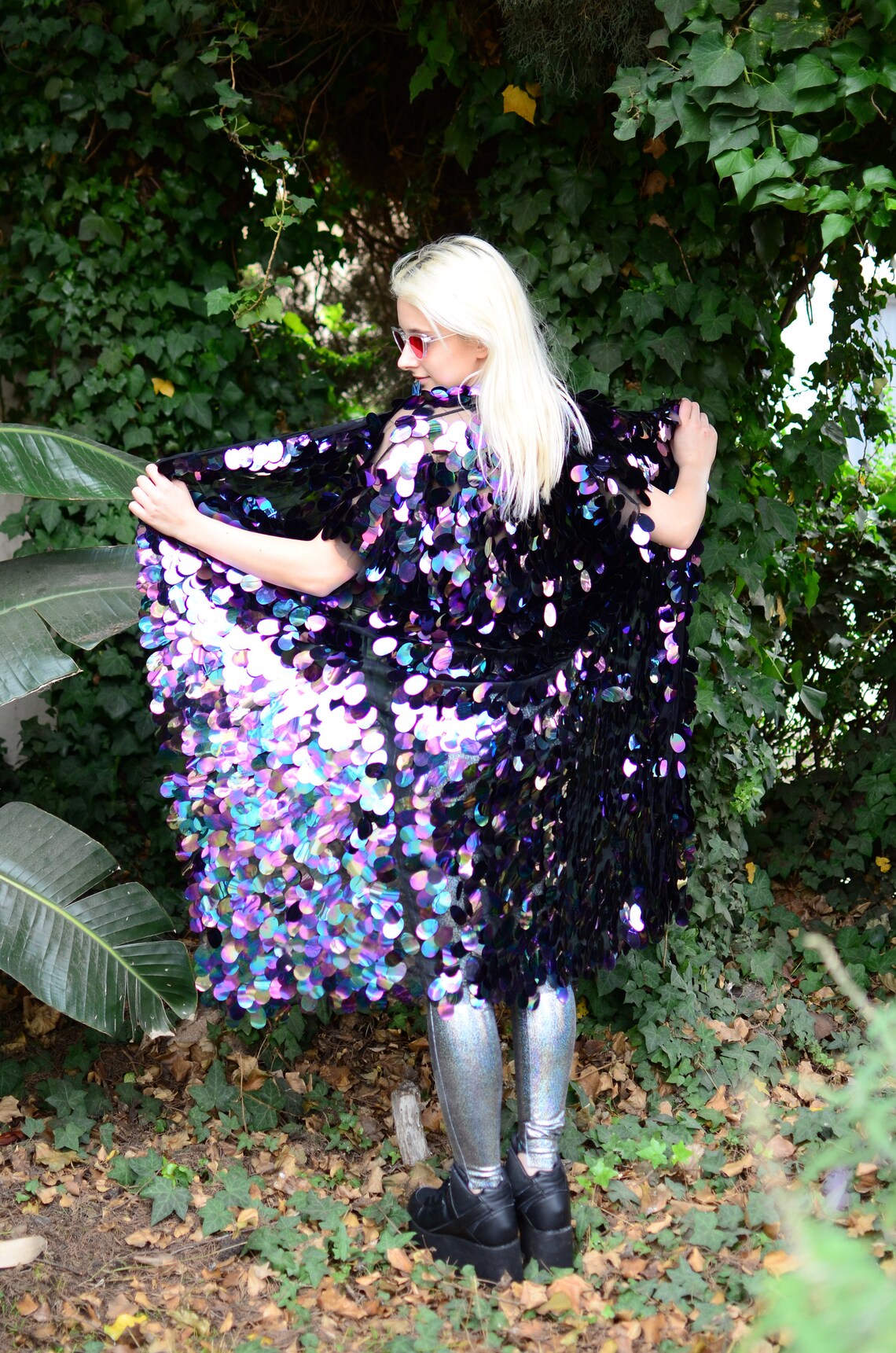 Black Sequin Kimono Long Sleeves Kimono EDC Etsy