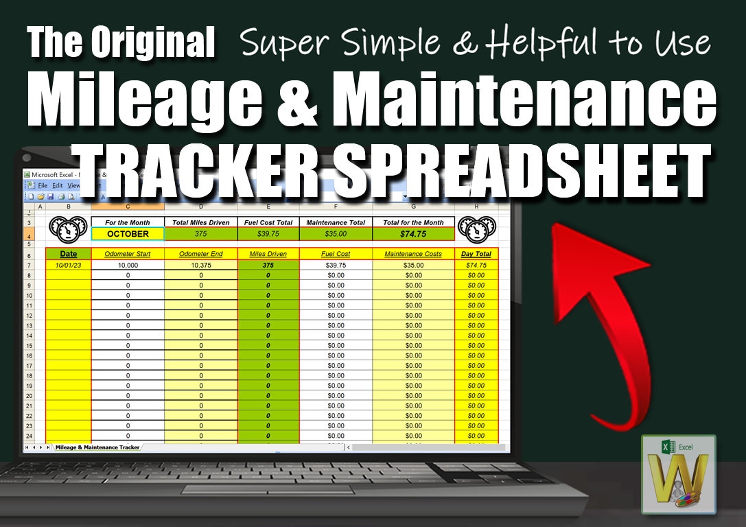 The Mileage &amp; Maintenance Tracker Excel Spreadsheet | Expense Log ...