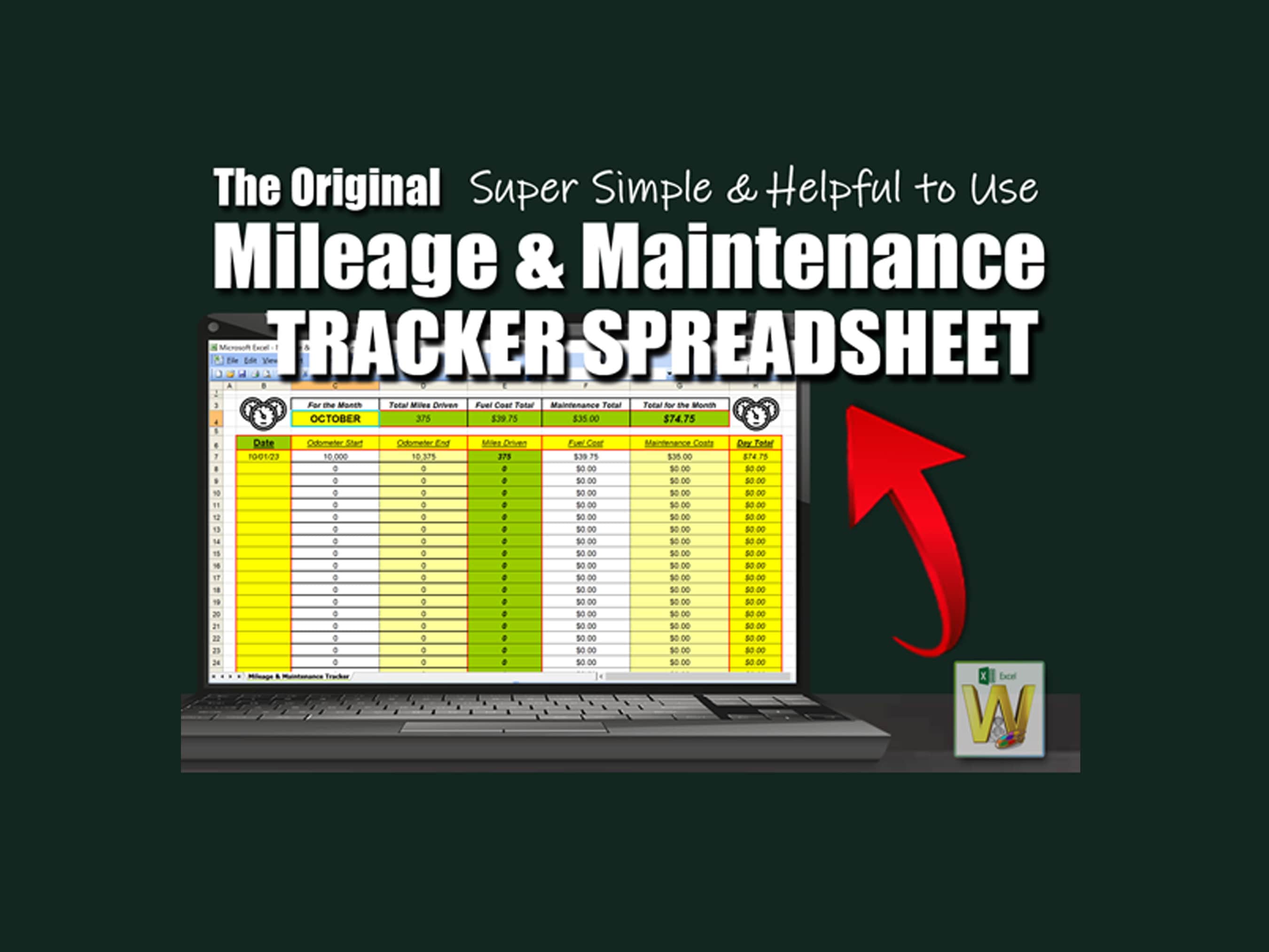 The Mileage & Maintenance Tracker Excel Spreadsheet | Expense Log ...