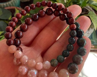 September Mala of the Month | Woodland Bracelet | Sandalwood, Jasper, Agate, Moonstone, + Mystic Moonstone | Spiritual Junkies