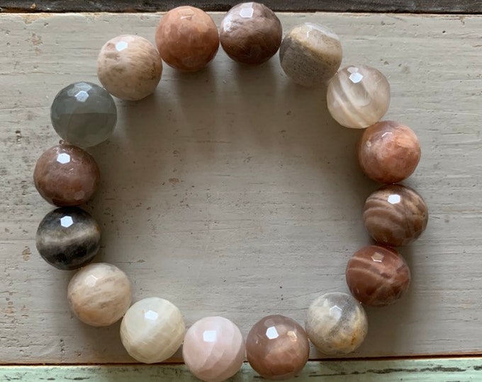 Super Chunky Sunstone + Moonstone Bracelet | 12 mm | Spiritual Junkies | Yoga + Meditation | Mala Beads