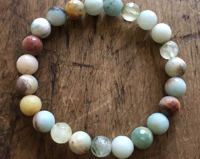 Heart Wide Open Bracelet | Amazonite + Prehnite | Spiritual Junkies | Yoga + Meditation | Stackable Mala Bracelet