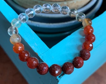 Abundance Bracelet | Quartz Crystal, Citrine, Agate, Carnelian + Red Jasper Bracelet | Spiritual Junkies | Yoga
