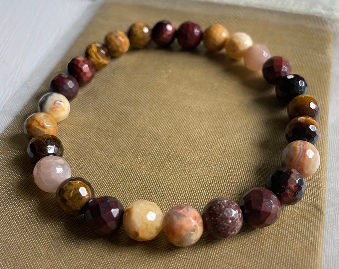 Infinite Joy Bracelet | Poppy Jasper, Red Tiger Eye, Tiger Eye, Sunstone, + Crazy Lace Agate | 8 mm | Spiritual Junkies | Yoga Mala