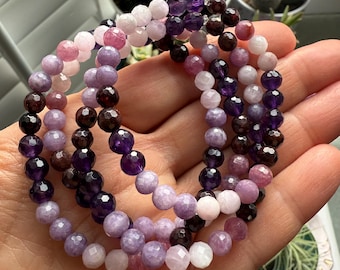 Mini Radical Self Love 2025 Bracelet | African Ruby, Ruby, Garnet, Amethyst, Lepidolite + Kunzite | Valentines Day | Spiritual Junkies