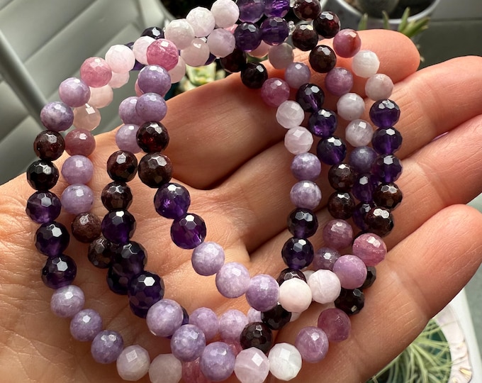 Mini Radical Self Love 2025 Bracelet | African Ruby, Ruby, Garnet, Amethyst, Lepidolite + Kunzite | Valentines Day | Spiritual Junkies