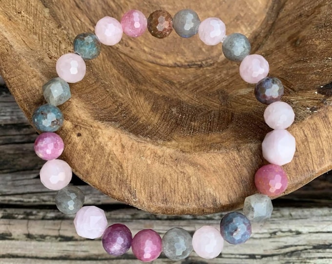 Rubylicious Bracelet | Labradorite, African Ruby, Ruby, Rose Quartz + Kunzite | Spiritual Junkies | Yoga + Meditation | Mala Beads