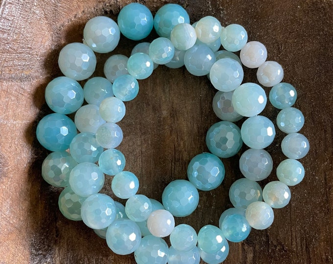 Mystic Mermaid Dreamy Blue Agate Bracelet | Spiritual Junkies | Yoga Jewelry | Mala Beads
