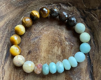 Chunky Warrior III Bracelet | Bronzite, Tiger Eye, Golden Tiger Eye, Amazonite + Agate | 10 mm | Spiritual Junkies | Mala