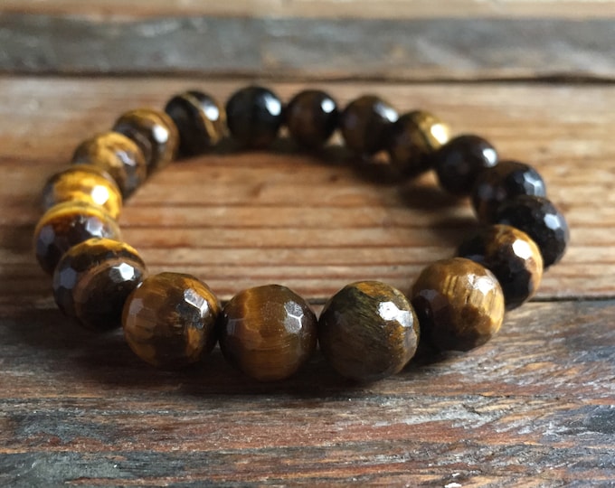 Opportunities Bracelet | Super Chunky Tiger Eye Bracelet | 12 mm | Spiritual Junkies | Yoga + Meditation | Mala Beads
