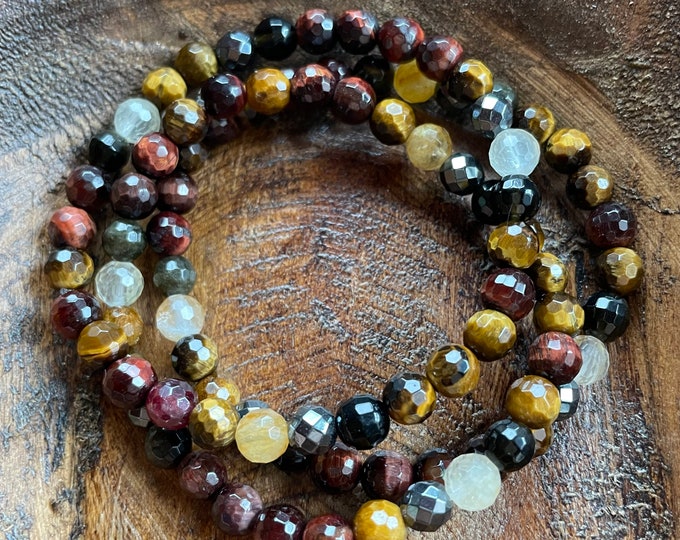 Mini Money Magick Bracelet | Red Tiger Eye, Tiger Eye, Obsidian, Citrine, + Hematite | 6 mm | Spiritual Junkies | Yoga Mala