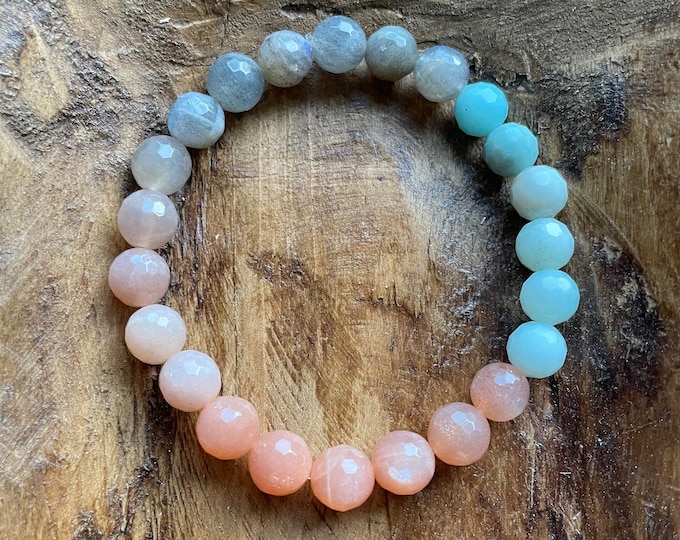 Summer Breeze Bracelet | Labradorite, Moonstone, Sunstone + Amazonite | 8 mm | Spiritual Junkies | Yoga