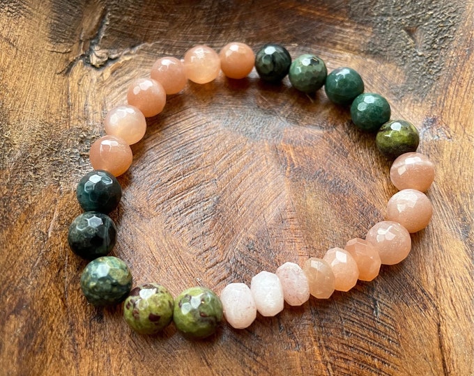 Little Temptress Bracelet | Bloodstone, Kambaba Jasper, Dragon Blood, + Sunstone | 8 mm | Spiritual Junkies | Yoga + Meditation