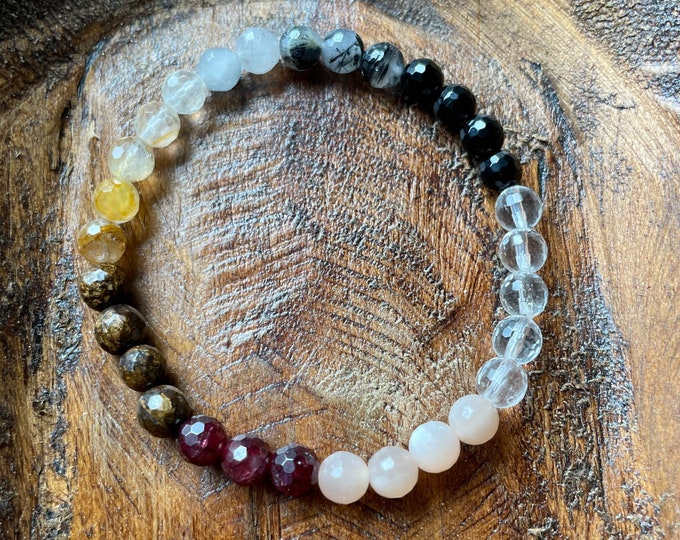 Mini Manifest that Ish Bracelet | Quartz, Onyx, Citrine, Bronzite, Garnet + Sunstone | 6 mm | Spiritual Junkies