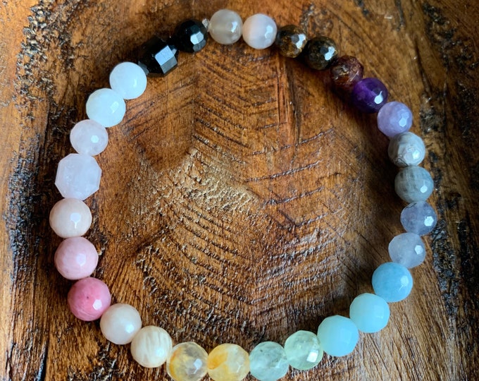 Mini You Are My Sunshine Bracelet | Rainbow Gemstones | 6 mm | Spiritual Junkies | Yoga + Meditation | Mala Beads