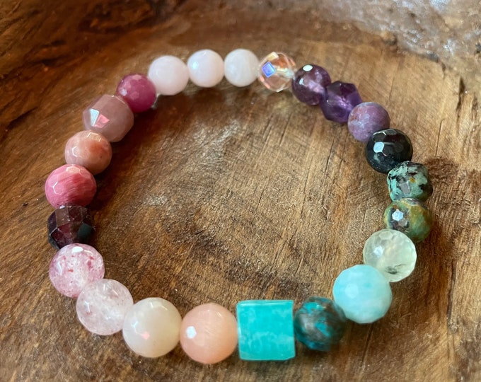 Sacred Soulmate Bracelet | You Are My Sunshine | Rainbow Gemstones | 8 mm | Spiritual Junkies | Mala Beads