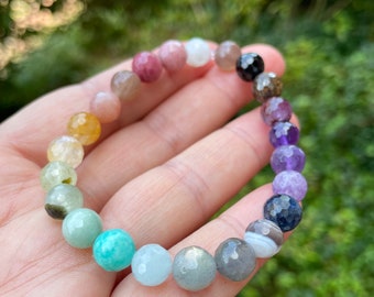 You Are My Sunshine Bracelet | Rainbow Gemstones | 8 mm | Spiritual Junkies | Yoga + Meditation | Mala Beads