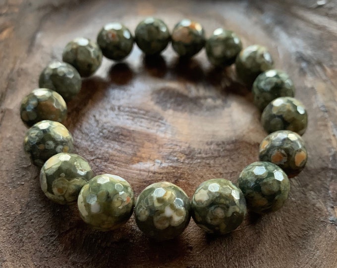 Super Chunky Rhyolite | Rainforest Jasper | 12 mm | Spiritual Junkies | Yoga + Meditation | Stackable Mala Bracelet