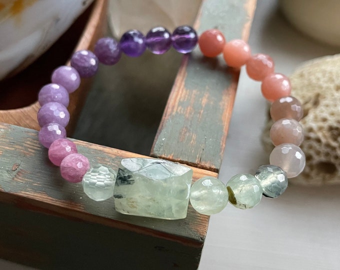 Joy Elixir Bracelet | Sunstone, Amethyst, Lepidolite, Ruby, + Prehnite | Spiritual Junkies | Yoga