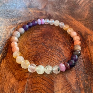 Mini Divine Joy Bracelet | Sunstone, Amethyst, Ruby, Prehnite + Citrine | 6 mm | Spiritual Junkies | Yoga