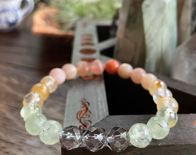 Jubilation Bracelet | Moonstone, Sunstone, Citrine, Prehnite + Silver Quartz | Spiritual Junkies | Yoga + Meditation