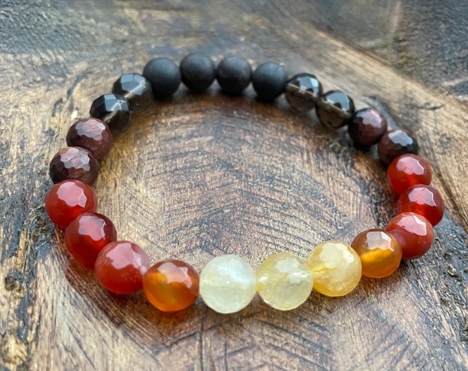 NEW Invincible Goddess Bracelet | Wood, Smoky Quartz, Red Tiger Eye, Carnelian, Agate + Citrine | 8 mm | Fertility | Spiritual Junkies