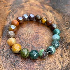 Chunky Earthy You Are My Sunshine Bracelet | Rainbow Gemstones | 10 mm | Spiritual Junkies | Yoga