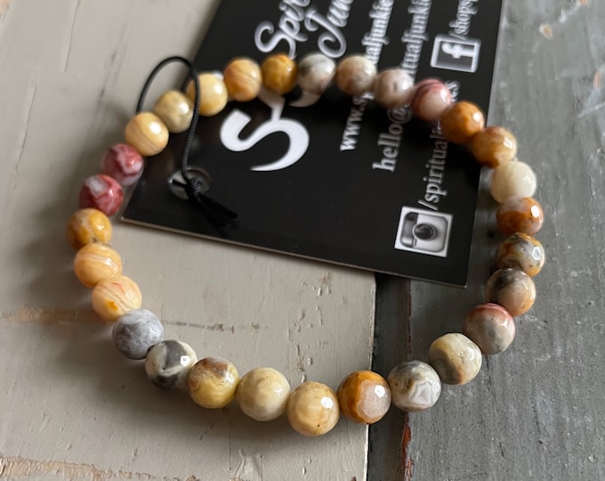 Mini Orange Crazy Lace Agate Bracelet | 6 mm | Spiritual Junkies | Yoga + Meditation | Mala Beads