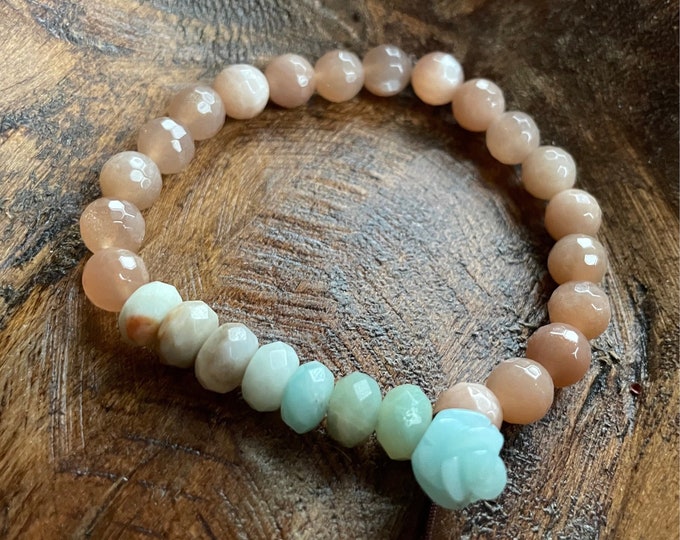 By the Shore Bracelet | Sunstone, Amazonite + Amazonite Rose | Spiritual Junkies | Yoga + Meditation | Mala Beads