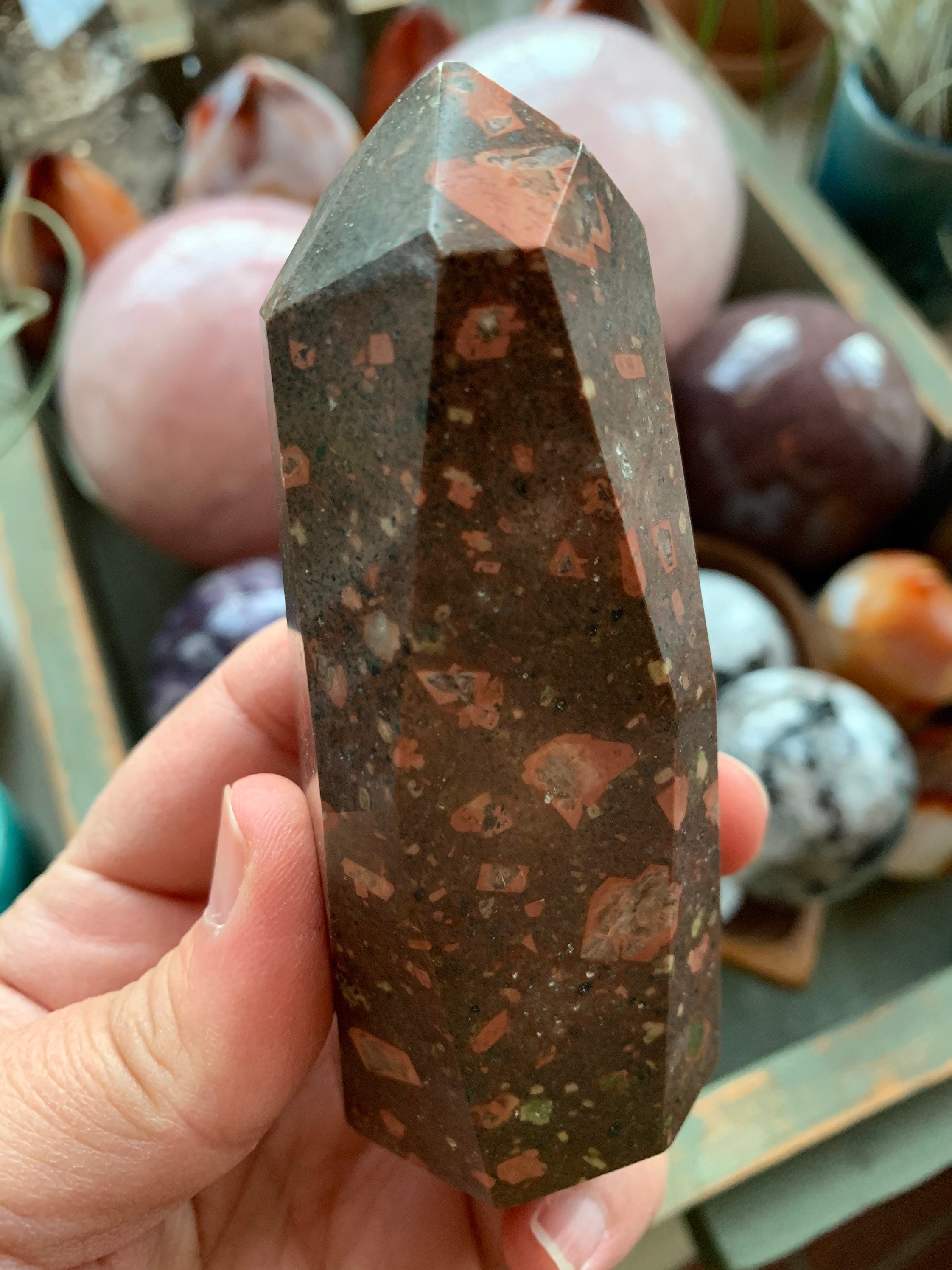 Hand Carved Dragon Blood Jasper 4 Inch Tower Point Spiritual Junkies Reiki Love Infused Crystal Healing Altar Sacred Space