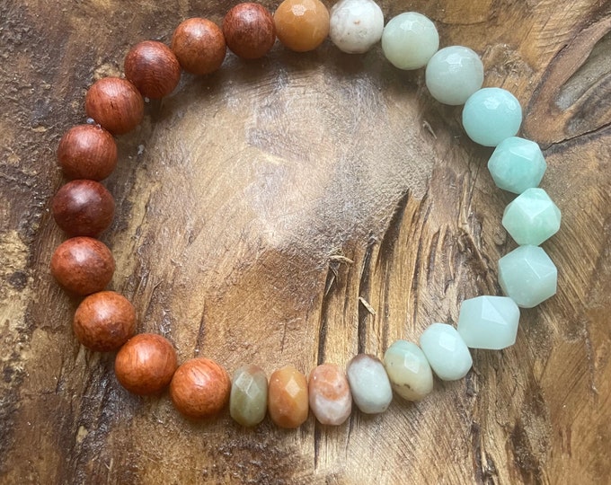 Ocean Swell Bracelet | Burmese Rosewood + Amazonite | 8 mm | Spiritual Junkies | Yoga  | Mala Beads