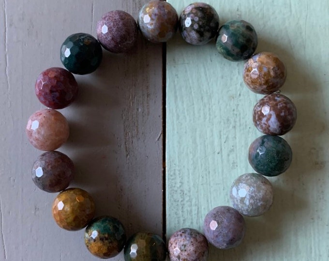 Chunky Ocean Jasper Bracelet | 10 mm | Spiritual Junkies | Yoga + Meditation | Stackable Mala Beads